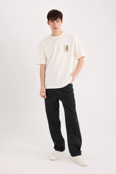 Oversize Fit Crew Neck Printed Short Sleeve T-Shirt