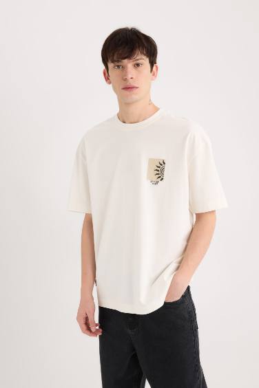 Oversize Fit Crew Neck Printed Short Sleeve T-Shirt