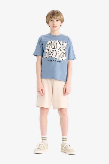 Short en piqué à poches et taille élastique pour garçon