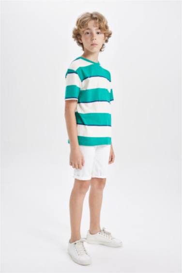 Boy Crew Neck Striped Short Sleeve T-Shirt