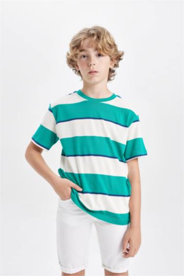 Boy Crew Neck Striped Short Sleeve T-Shirt