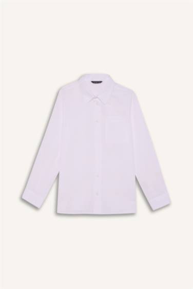 Boy Regular Fit Polo Collar Linen Look Shirt