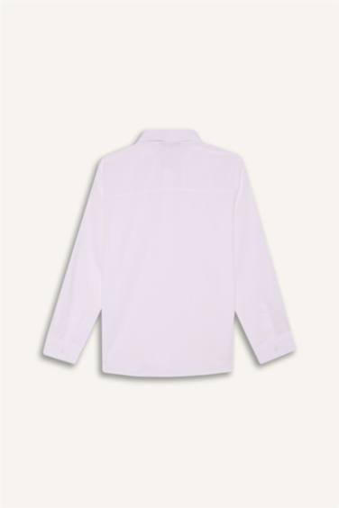 Boy Regular Fit Polo Collar Linen Look Shirt