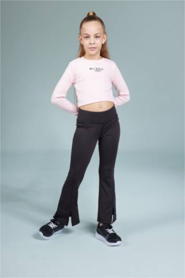 Girl Printed Crop Crew Neck T Shirt