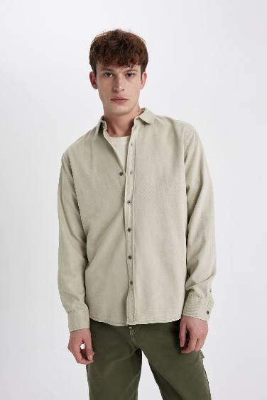 Regular Fit Tencel Long Sleeve Basic Shirt