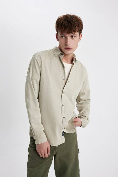 Regular Fit Tencel Long Sleeve Basic Shirt