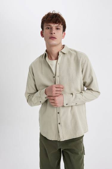 Regular Fit Tencel Long Sleeve Basic Shirt
