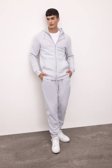 Gray Regular Fit Elastic Waist Leg Sweatpants