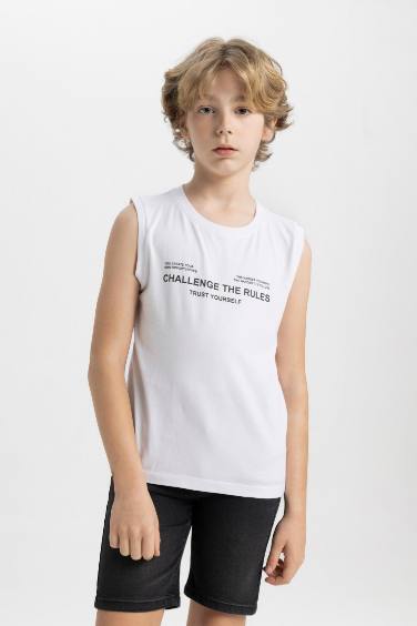 Boy Crew Neck Printed Sleeveless T-Shirt