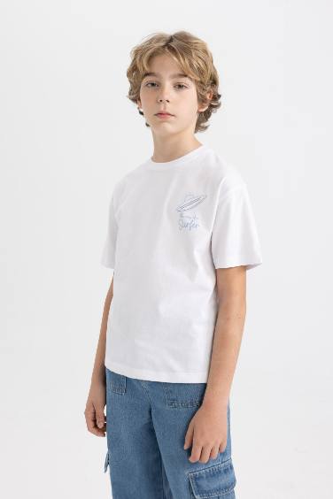 Boy Oversize Fit Crew Neck Printed Short Sleeve T-Shirt