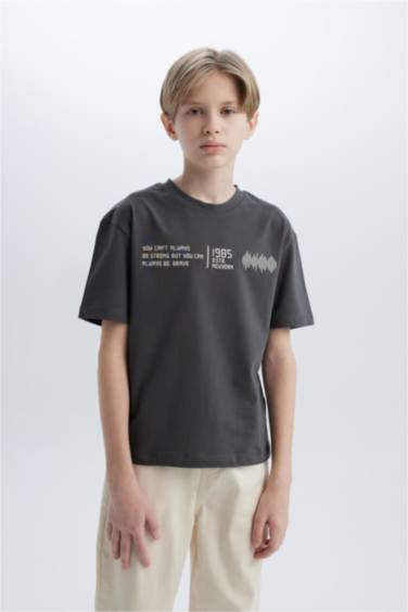 Boy Oversize Fit Crew Neck Printed T-Shirt