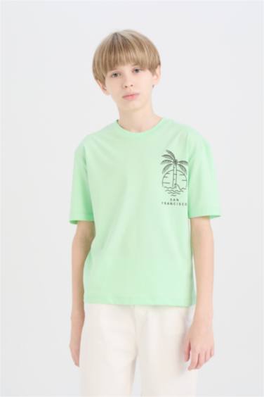 T-shirt oversize imprimé à col rond et manches courtes pour garçon