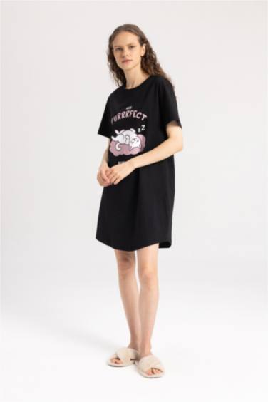 فستان نوم قصة عادية بياقة مستديرة من Fall In Love