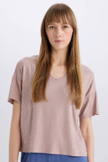 Regular Fit V-Neck Viscose Knitted Tops