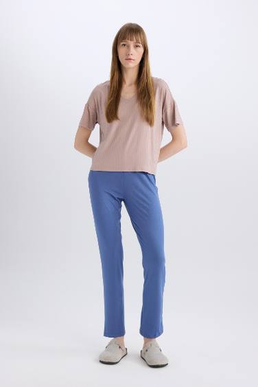 بلوزة بيجاما كاجوال قصة عادية بياقة V من Fall in Love