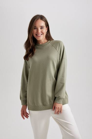 Regular Fit Soft Furry Basic Sweatshirt Tunic