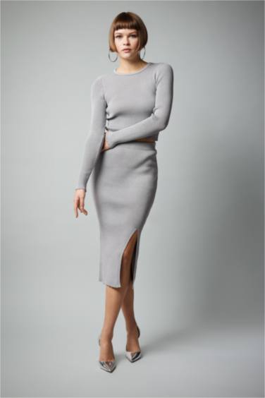 Fitted Shiny Fabric Skirt