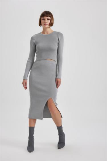 Fitted Shiny Fabric Skirt