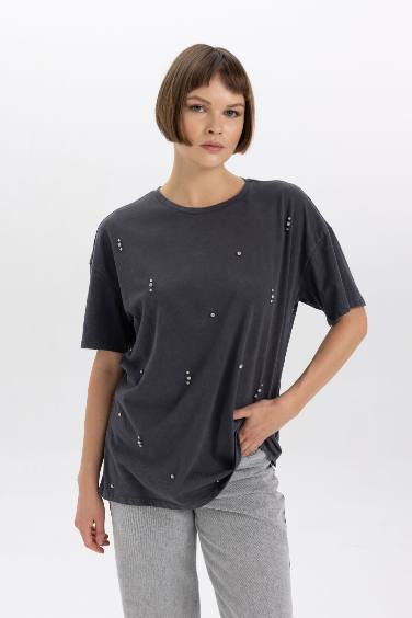 Oversize Fit Crew Neck Short Sleeve T-Shirt