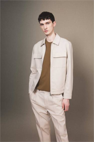 Regular Fit Polo Neck Half Lining Linen Jacket