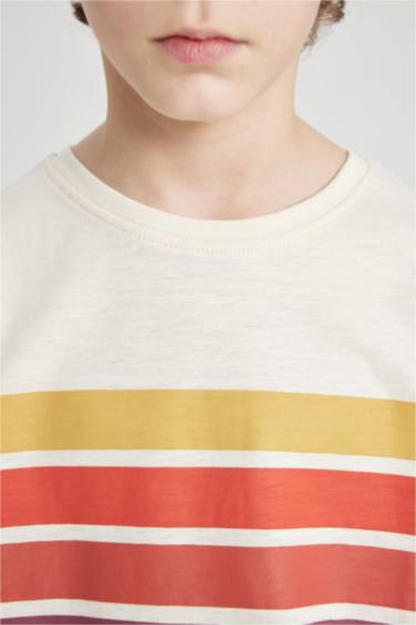 Boy Oversize Fit Crew Neck Striped T-Shirt