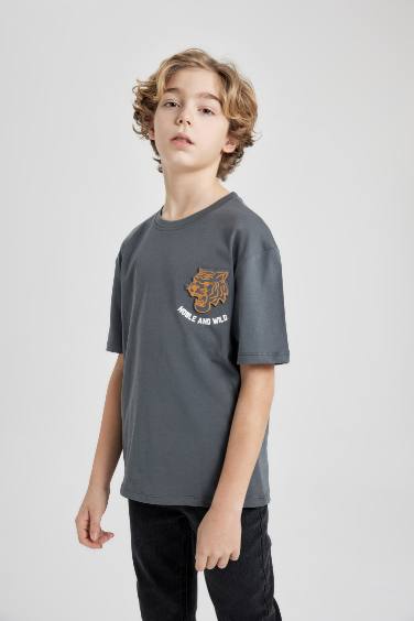 Boy Oversize Fit Printed Short Sleeve T-Shirt