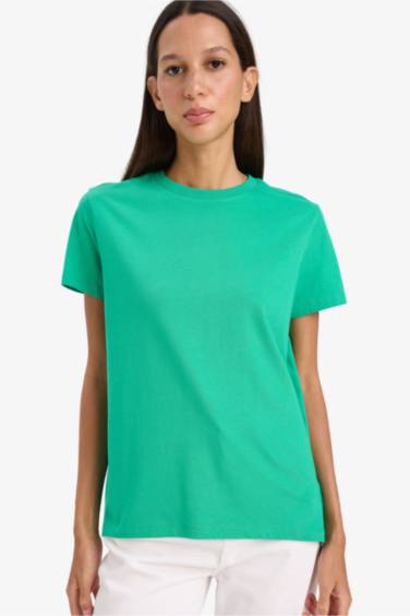 Long Fit Crew Neck Basic Cotton Short Sleeve T-Shirt