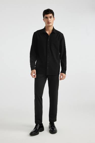 قميص كم طويل مجعد قصة عادية