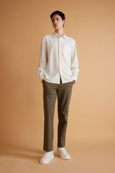 Regular Fit Polo Collar Crinkle Shirt
