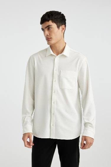Regular Fit Polo Collar Crinkle Shirt