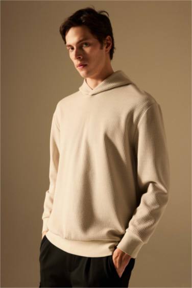 سويت شيرت اوفر سايز مبطن بغطاء للرأس