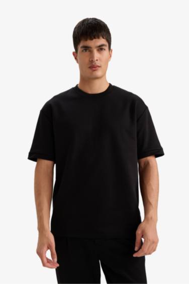 تيشيرت نص ردن اوفر سايز وياخة مستديرة