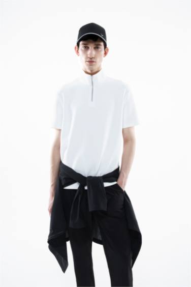 Regular Fit Stand Collar Half Zipper Heavy Fabric T-Shirt