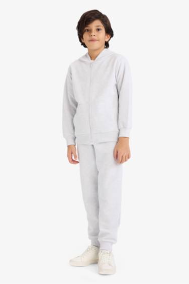 Kapüşonlu Pike Fermuarlı Sweatshirt Erkek Çocuk