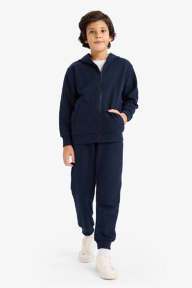 Erkek Çocuk Kapüşonlu Pike Fermuarlı Sweatshirt