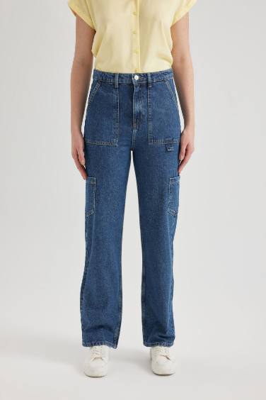 Wide Leg Cargo High Waist Long Jeans