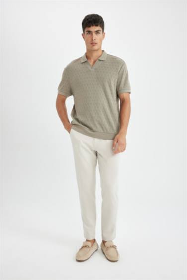 Regular Fit Knitting Look Polo T-Shirt