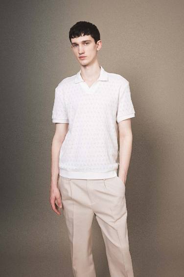 Regular Fit Knitting Look Polo T-Shirt