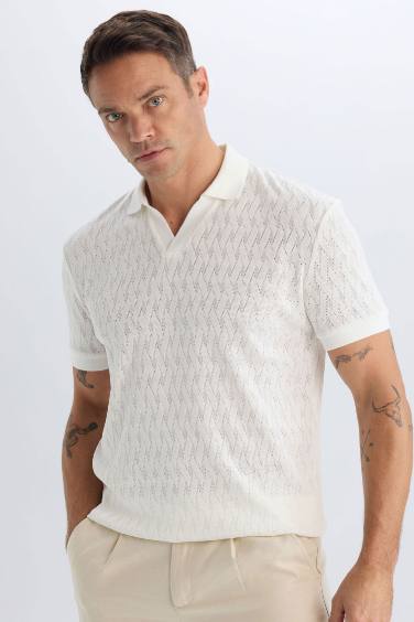 Regular Fit Knitting Look Polo T-Shirt