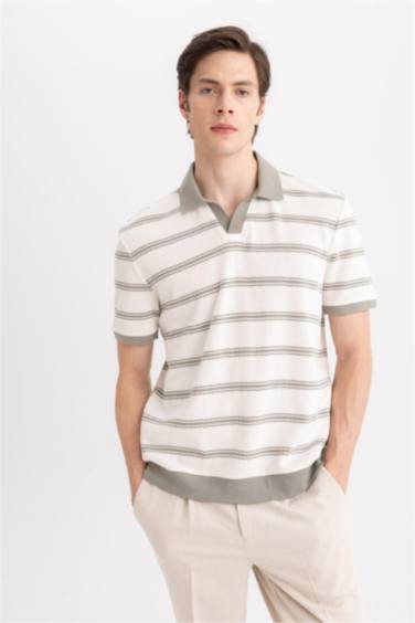 Regular Fit Striped Short Sleeve Polo T-Shirt
