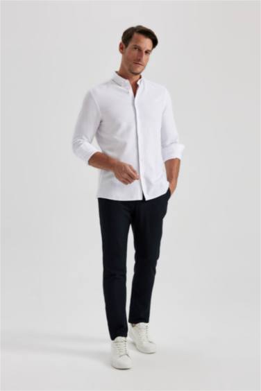 Modern Fit Dokulu Uzun Kollu Gömlek