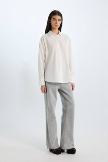 Oversize Geniş Kalıp Poplin Uzun Kollu Gömlek