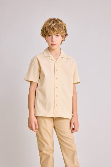 Boy Oversize Fit Polo Neck Waffle Shirt