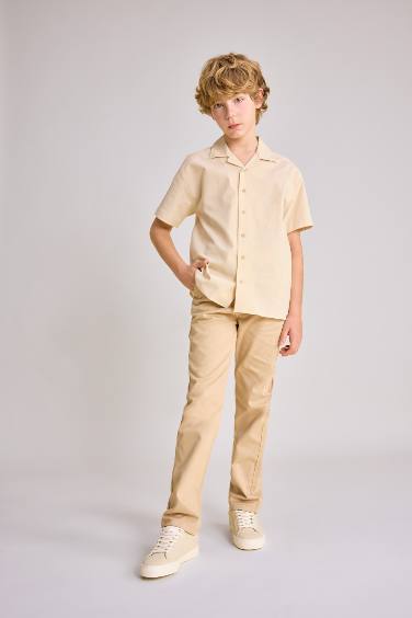 Boy Oversize Fit Polo Neck Waffle Shirt