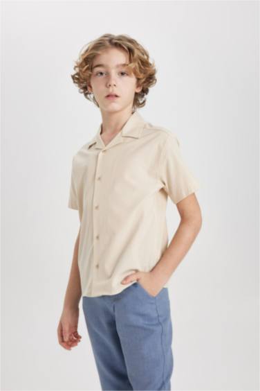 Boy Oversize Fit Polo Neck Waffle Shirt