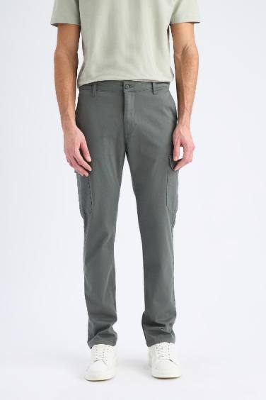 Regular Fit Regular Hem With Cargo Pocket Twill Trousers