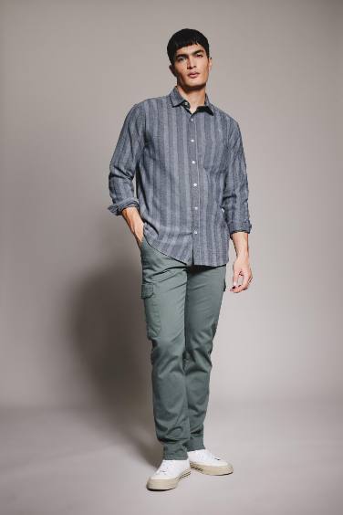 Regular Fit Regular Hem With Cargo Pocket Twill Trousers