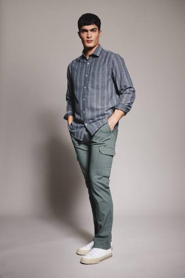 Regular Fit Regular Hem With Cargo Pocket Twill Trousers