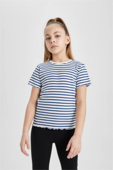 Girl Slim Fit Striped Ribbed Camisole T-Shirt