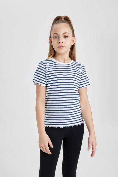 Girl Slim Fit Striped Ribbed Camisole T-Shirt